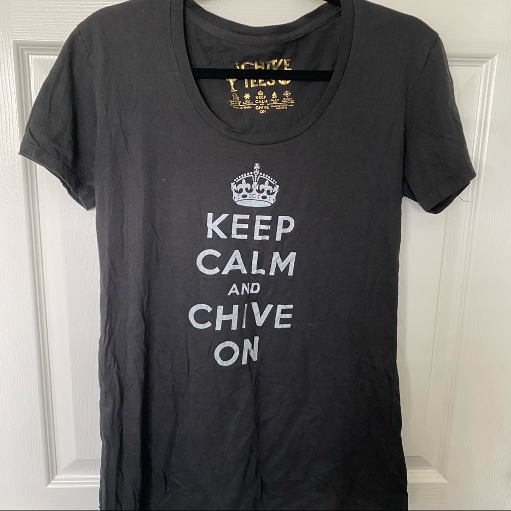 Chive Tees Shirt - Keep Calm and Chive On Black - Size XL